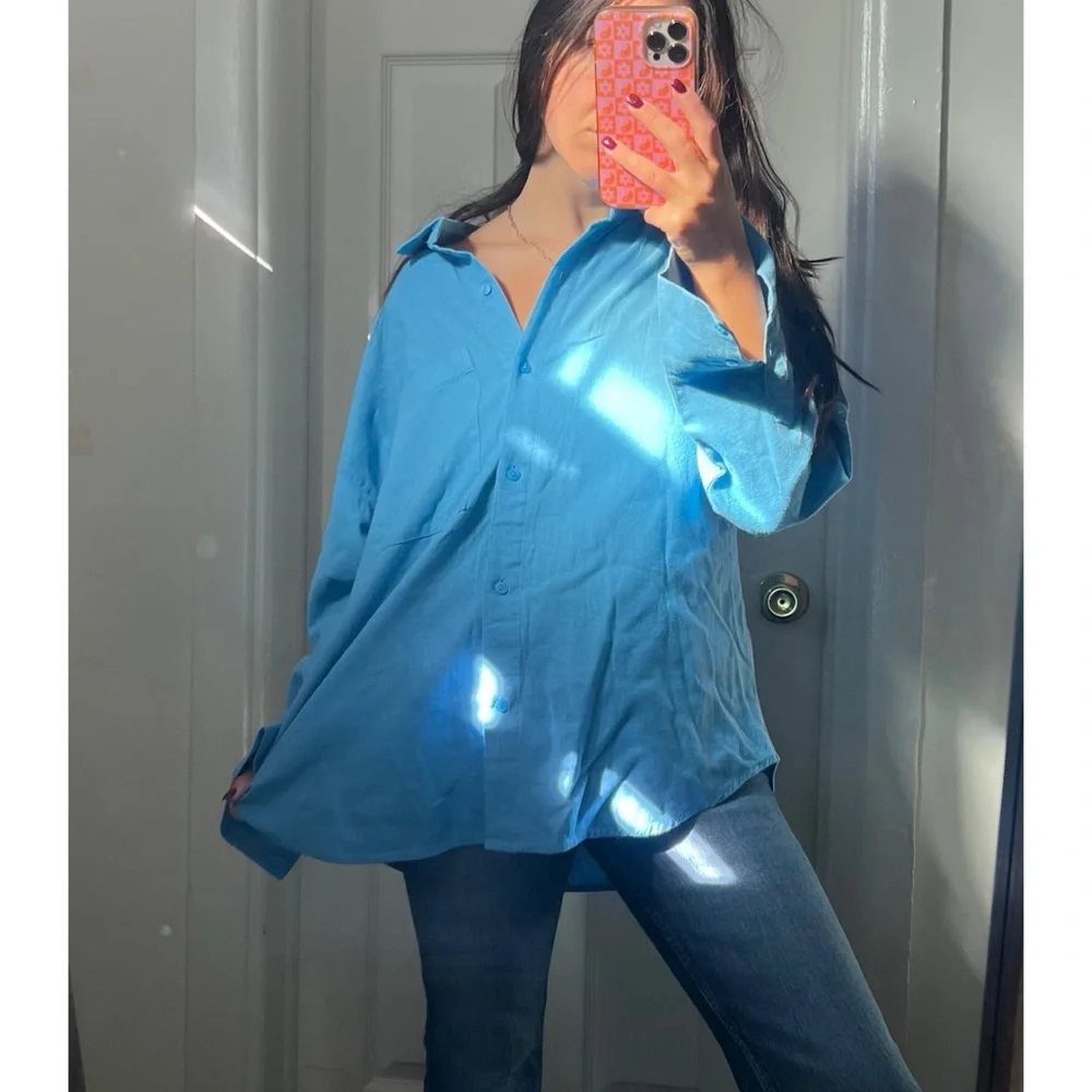 Abercrombie & Fitch Vibrant Blue Button-Down Shirt - Picture 3 of 10
